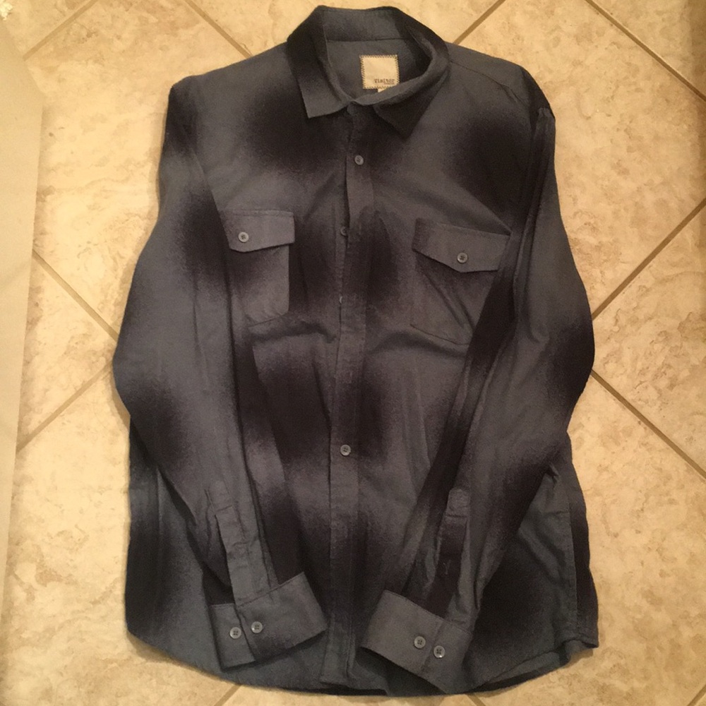 Visitor Premium Men's Blue Two Tone Long Sleeve Casual Button Down Shirt